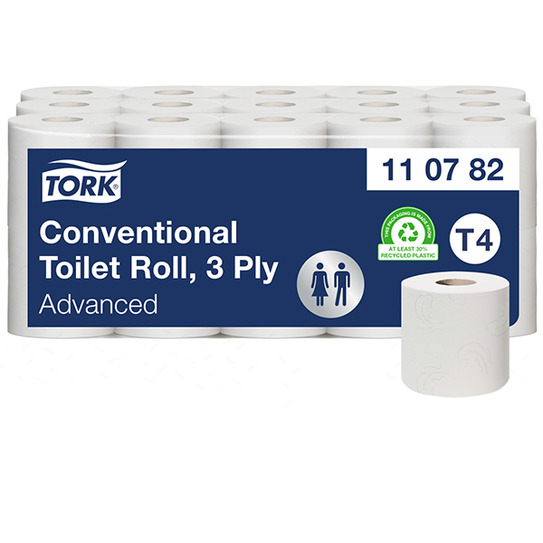 Tork Kleinrollen Toilettenpapier Weiß T4, Advanced, 3-lagig, 30 ×