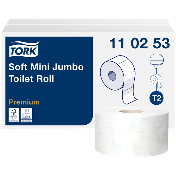 Tork T2 Mini Jumbo-Toilettenpapier Hochweiß (12 Rollen)