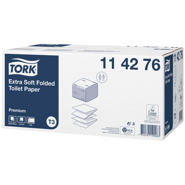 Tork T3 Premium Toilettenpapier Einzelblatt (30 Beutel)