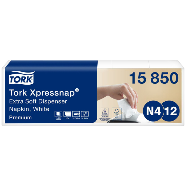 Tork Xpressnap® Spenderserviette Interfold 2-lagig 1/2-Falz- hochweiß