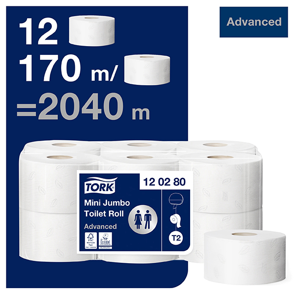 Vorschau: Tork T2 Mini Jumbo-Toilettenpapier Naturweiß (12 Rollen) online kaufen - Verwendung 2
