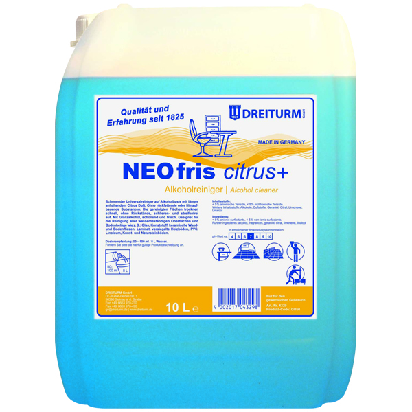 Dreiturm NEOfris citrus+ Alkoholreiniger 10 Liter Dreiturm NEOfris citrus+ Alkoholreiniger 10 Liter