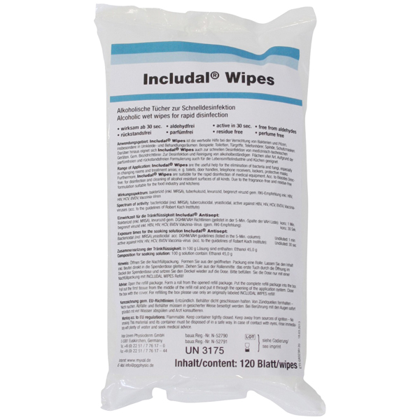 Physioderm Includal® Wipes Nachfüllpack Desinfektionstücher Physioderm Includal® Wipes Nachfüllpack Desinfektionstücher