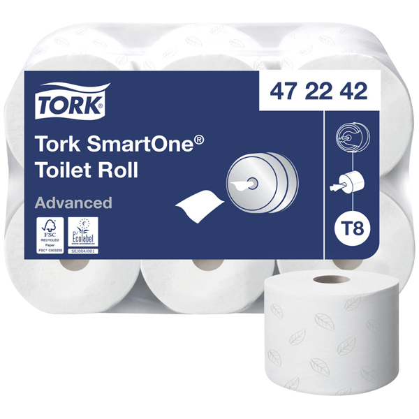 Tork SmartOne® Toilettenpapier Weiß T8, Advanced, 2-lagig, 6 × 1.