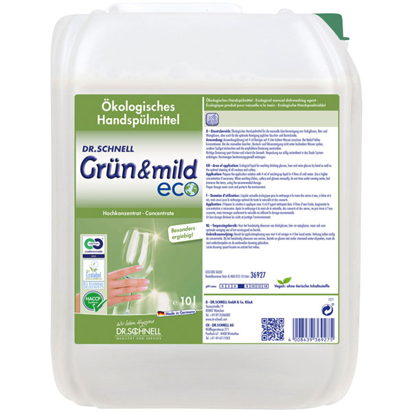 Vorschau: Dr.Schnell Grün + Mild Öko ökologisches Handspülmittel 10 Liter online kaufen - Verwendung 1