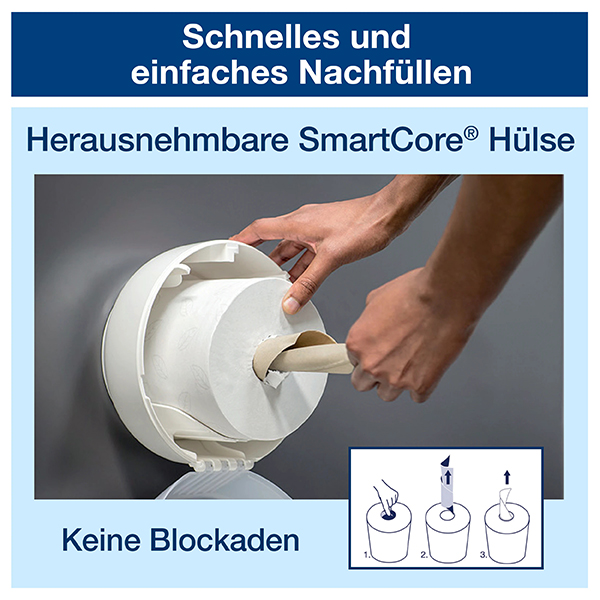 Tork T9 SmartOne® Mini Toilettenpapier-Doppelrollenspender Weiß online kaufen - Verwendung 2