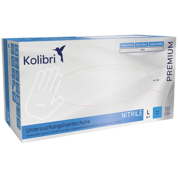 Kolibri PREMIUM Untersuchungshandschuhe -LONG-, blau Kolibri PREMIUM Untersuchungshandschuhe -LONG-, blau