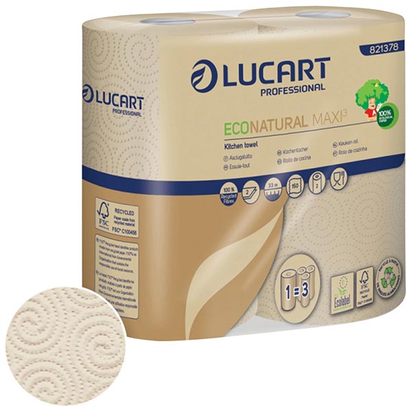 Vorschau: Lucart EcoNatural Maxi3 2lg Küchenrolle 150Blatt 12x2Rll havana geprägt online kaufen - Verwendung 1