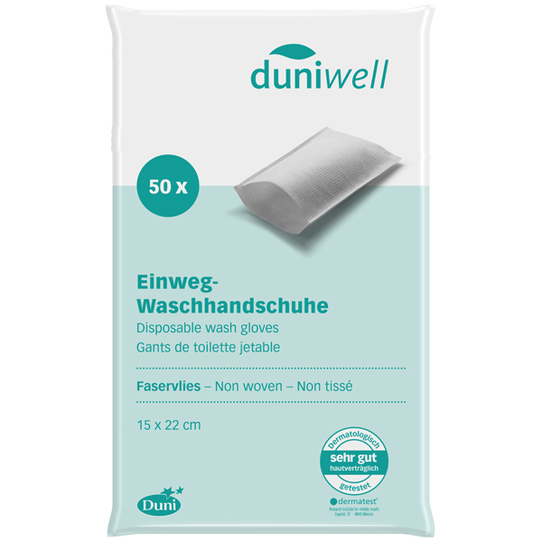 Vorschau: Duni Duniwell Einmal Waschhandschuh 15 x 22 cm (50 Stück) online kaufen - Verwendung 1
