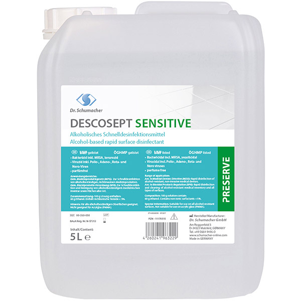 Vorschau: Dr.Schumacher Descosept Sensitive Schnell-Desinfektion 5 Liter online kaufen - Verwendung 1