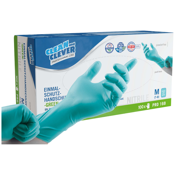 CLEAN and CLEVER PROFESSIONAL Einmalschutzhandschuhe -GREEN- PRO 168