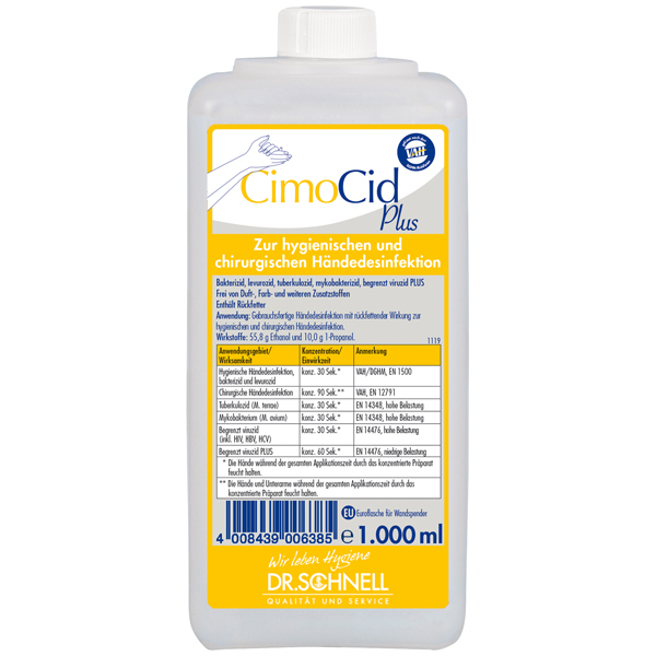 Dr.Schnell CimoCid Plus Händedesinfektionsmittel 1 Liter Dr.Schnell CimoCid Plus Händedesinfektionsmittel 1 Liter