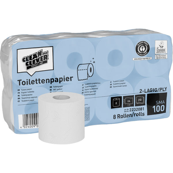 SMA100 Topa weiß 2lg CLEAN and CLEVER 8x8Rll à250Bl Toilettenpapier Recycling online kaufen - Verwendung 1