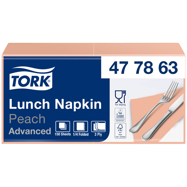 Vorschau: Tork Soft Lunchserviette 33 x 33 cm Apricot (150 Stück) online kaufen - Verwendung 1