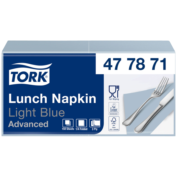 Tork Soft Lunchserviette 33 x 33 cm Hellblau (150 Stück) online kaufen - Verwendung 1