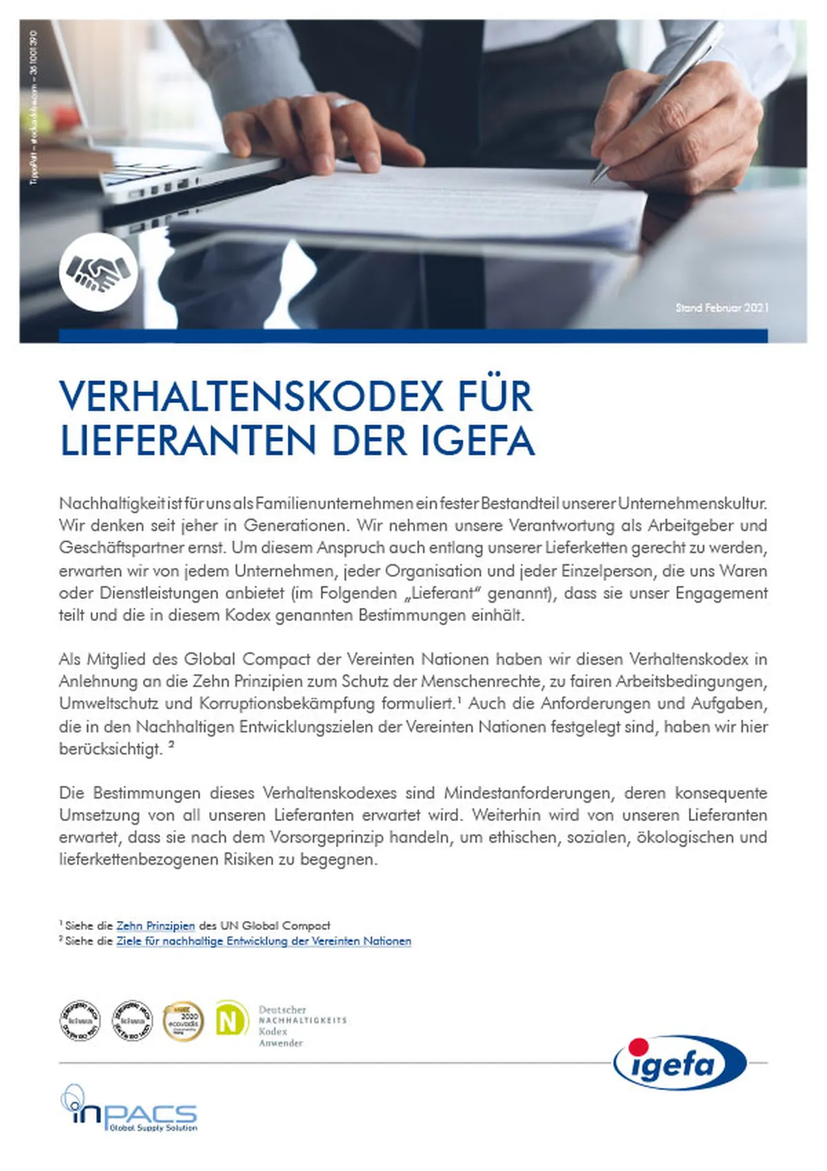 Verhaltenskodex für Lieferanten