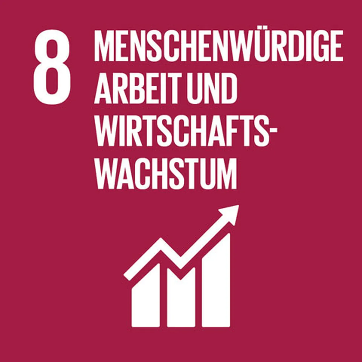 Logo Nachhaltigkeitsziel 8: Menschenwürdige Arbeit und Wirtschaftswachstum