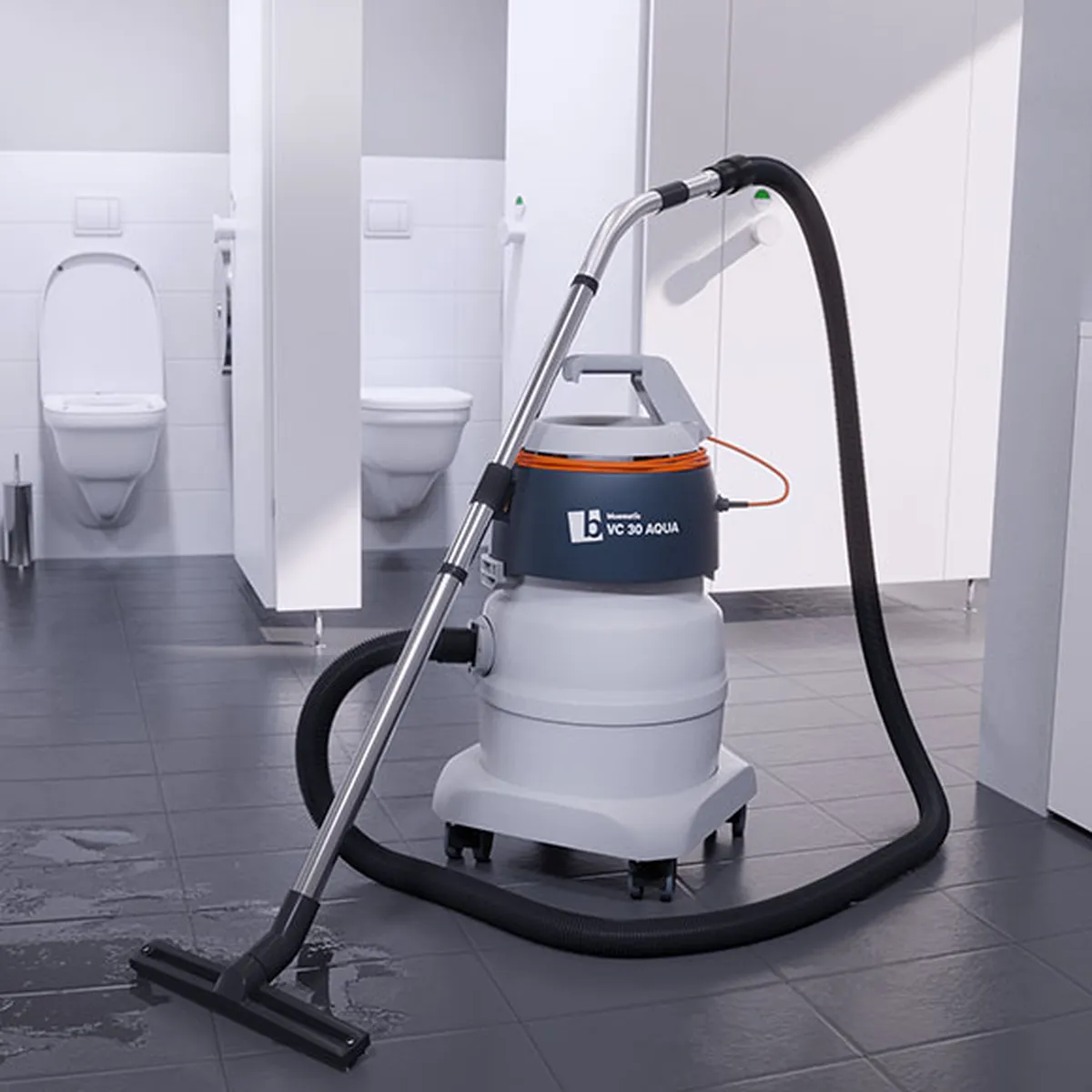 Nasssauger bluematic VC 30 AQUA in gefliestem Sanitärraum