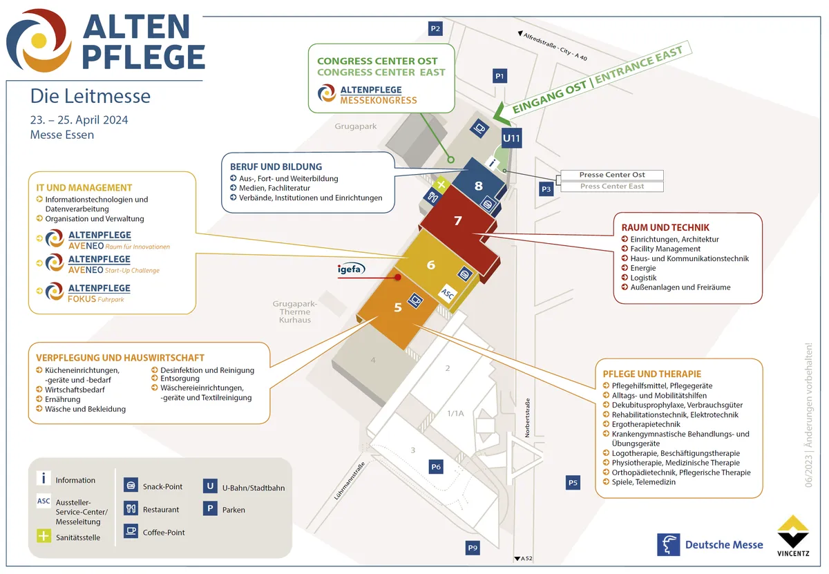 Hallenplan der Messe Altenpflege 2024 in Essen